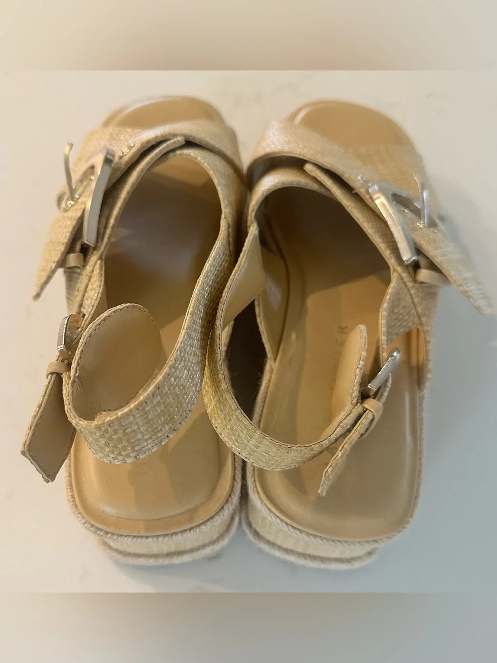Marc Fisher Renda Woven Crisscross Slingback Sandals in Natural Size 7.5 M